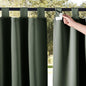 NICETOWN 2 Panels Greyish Green Long Outdoor Curtainss for Patio Waterproof, Detachable Sticky Tab Top Blackout Indoor Outdoor Blinds Heat & Cold Blocking Privacy for Gazebo/Porch, W52 x L108