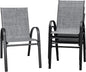 Flamaker Patio Chairs Stackable Dining Chairs Set of 4 Metal and Teslin Outdoor Chairs for Lawn Deck Balcony Porch (Grey)