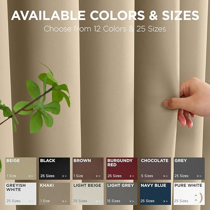 Joydeco Blackout Patio Sliding Door Curtains 108 Inches Long, Grommet Privacy Room Divider Curtains, Extra Wide Thermal Blackout Drapes for Bedroom Living Room (Light Beige, 60Wx108L, 1 Panel)
