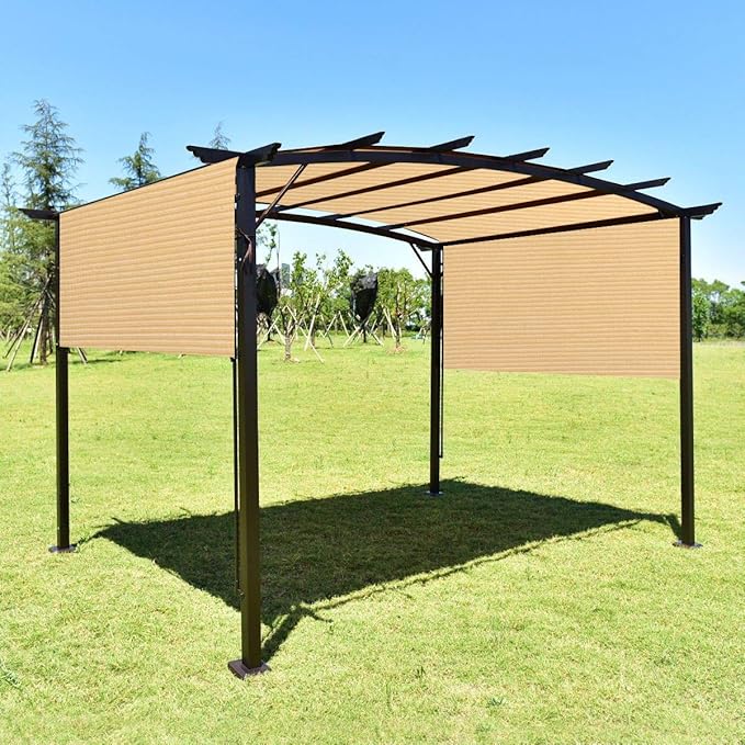 Eden's Decor Straight Flat-Edged Sun Shade Sail Rectangular 11' x 17' Beige UV-Blocking Outdoor Canopy Fabric Cloth Awning for Pergola Patio Garden Backyard Custom Size