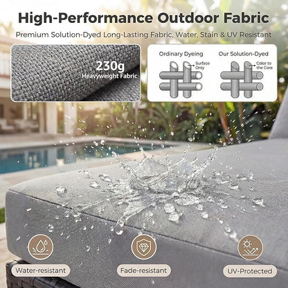NICESOUL High-End Outdoor Patio Furniture Set with Natural Gas/Propane Firepits, 7 Piece Large Wicker Sectional Couches with Fire Table, 29.3'' High Back Deep Seating Comfy Conversation Sofas, Gray