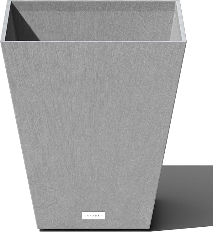 Veradek Pure Series Nobleton Plastic Planter - Large Pots for Indoor or Outdoor Porch/Patio | Durable All-Weather Use with Drainage Holes | Modern Planter Décor for Flowers, Shrubs, Trees