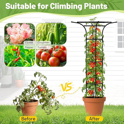 Garden Trellis for Climbing Plants Outdoor, 65 Inch Mushroom Top Trellis for Climbing Plants, Plant Trellis Support for Potted Plants Climbing Vine Rose Clematis Vegetable Trellis, 1 Pack (1)