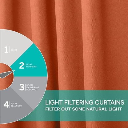 Exclusive Home Cabana Solid Indoor/Outdoor Light Filtering Hook-and-Loop Tab Top Curtain Panel Pair, 54"x84", Mecca Orange