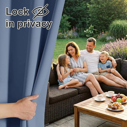 RYB HOME Outdoor Curtains for Patio Waterproof Block Sunlight Thermal Insulated Privacy Assured Thick Outside Curtains for Pergola, Deck, Gazebo, W52" x L108", Stone Blue, 1 Panel
