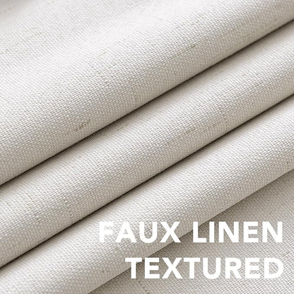 H.VERSAILTEX Sliding Door Curtains, Linen 100% Blackout Curtains Durable Thick Textured Linen Look Patio Door Curtain Anti Rust Grommet Extra Wide Window Drapes, W100 x L96 inch- Ivory