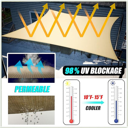 Amgo 24' x 24' x 24' Grey Triangle Sun Shade Sail UPF50+ Canopy Awning AGSLT, 95% UV Blockage, Water & Air Permeable, 200GSM Heavy Duty Commercial and Residential (We Make Custom Sizes)