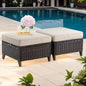 Joyside Patio Ottoman Set of 2, All Weather Outdoor Rattan Ottomans Patio Footstools with Removable Cushions for Garden Backyard Porch (Beige)