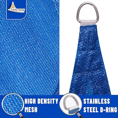 LOVE STORY 10'x10'x14' Right Triangle Sun Shade Sail Canopy UV Block Cover for Outdoor Patio Garden Backyard, Blue