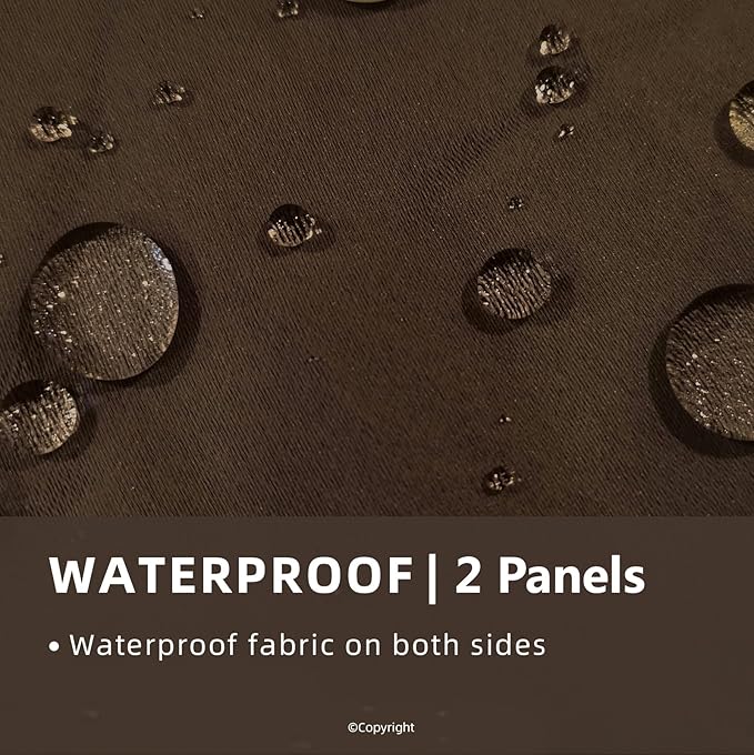 Water Proof Outside Curtains W84 x L84 with Grommet Top for Porch, Thermal Insulated Washable Light Block Outdoor Divider Drapes for Patio Gazebo Deck Pool Area Pergola Cabana (Brown, 2 Panels)