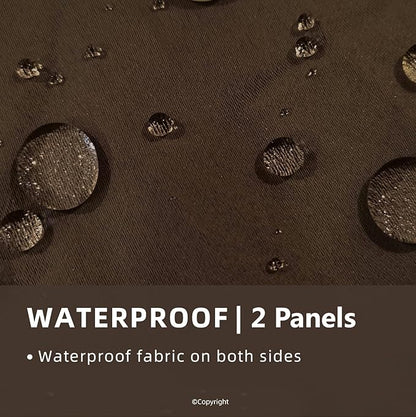 Water Proof Outside Curtains with Grommet Top for Porch, Thermal Insulated Washable Light Block Outdoor Divider Drapes for Patio Gazebo Deck Pool Area Pergola Cabana (W84 x L95, Brown, 2 Panels)