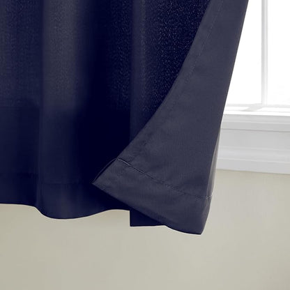 TOWN & COUNTRY BASICS Cabana Solid Heavyweight Indoor Outdoor Curtains, Light Filtering Opacity with Grommet Top, Water Repellent, 2-Pack Set, 54"x84", Dark Navy