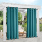 NICETOWN Blackout Top & Bottom Grommet Outdoor Curtains for Patio Waterproof Set of 2, Wind-Break Thermal Outdoor Drapes Cold & Heat Block Keep Privacy for Pergola, Peacock Teal, W52 x L84