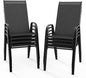 VINGLI Patio Chairs Set of 8 – Stackable Outdoor Dining Chairs with Comfortable Sling High Back Chairs and Armrests for Lawn, Poolside, Courtyard, Balcony, Garden, Black