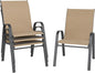 Patio Chairs Set of 4, Outdoor Dining Chairs Stackable for All Weather, Breathable Metal Modern Outside Furniture Chair for Pool Side, Garden, Backyard Deck, Brown