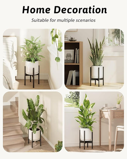 Adjustable Plant Stand Indoor, Bamboo Plant Stand Fits 8 9 10 11 12 Inches, Small Corner Planter Holder for Indoor Plants, Single Floor Plant Stands for Living Room Balcony, Inky