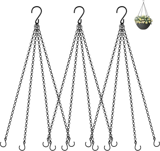 garini 3 Pack, 23 Inch Hanging Baskets Chain, Hanging Chains with Hooks Flower Pot Chain Replacement Plant Hangers for Planters, Bird Feeders and Lanterns(Black)…