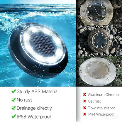 Flacchi Solar Lights Outdoor - Solar Powered Ground Lights Outdoor Solar Disk Light Waterproof Landscape Light for Patio Yard Pathway Walkway Driveway (Cool White, 8 Pack)