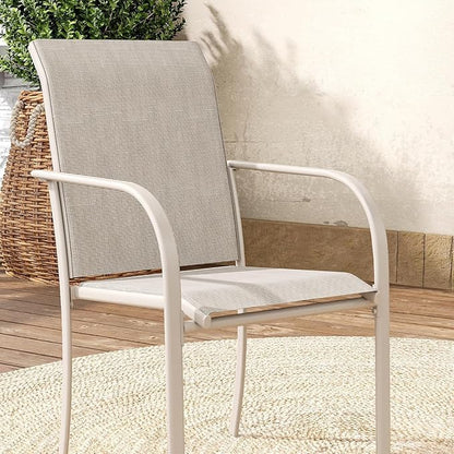 VICLLAX Outdoor Dining Set for 4, 5 Pieces Patio Dining Furniture Set with Umbrella Hole- 40.2" Patio Table and Chairs for Balcony, Garden and Deck, Grey Wood Grain Tabletop