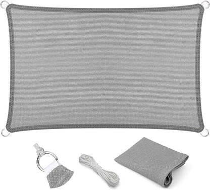 Eden's Decor Straight Flat-Edged Sun Shade Sail Rectangular 6' x 18' Grey UV-Blocking Outdoor Canopy Fabric Cloth Awning for Pergola Patio Garden Backyard Custom Size