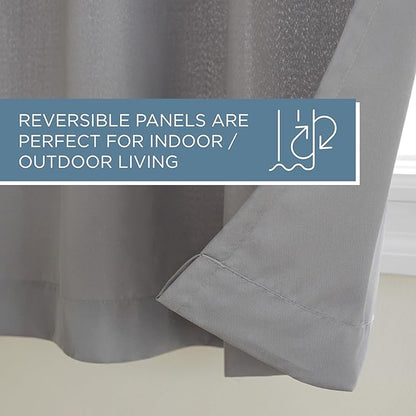 TOWN & COUNTRY BASICS Cabana Solid Heavyweight Indoor Outdoor Curtains, Light Filtering Opacity with Grommet Top, Water Repellent, 2-Pack Set, 54"x84", Medium Grey