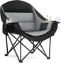 Oversized Camping Chairs for Adults - Heavy Duty Padded Outdoor Folding Lawn XL Camp Chair with Cup Holder Cooler Pockets for Outside Sports Beach Fishing Garden Portable Supports 500lbs, Black