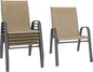 Betterhood Patio Chairs Set of 6, Stackable Outdoor Dining Chairs Set with Breathable Seat Fabric, All-Weather Powder-Coated Metal Frame for Deck, Pool Side and Backyard, 350LBS Capacity (Khaki)