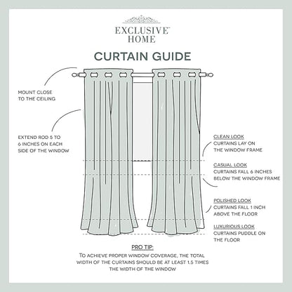 Exclusive Home Canopy Stripe Indoor/Outdoor Grommet Top Curtain Panel, 54"x96", Navy / Sand, Set of 2
