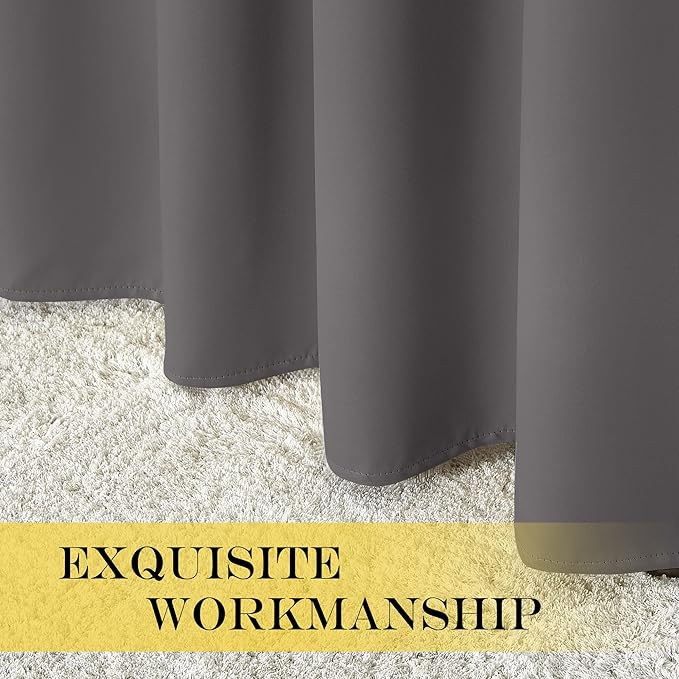 NICETOWN Bedroom Blackout Curtain Panel - Window Treatment Thermal Insulated Solid Grommet Blackout for Living Room (1 Panel, 52 by 54 inches, Grey)