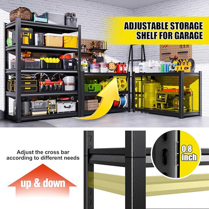 Set of 3 71"H-35"W Garage Shelving-2050LBS 5 Tier Storage Shelves,Adjustable Heavy Duty Metal Shelving Unit and Storage Large Rack,Utility Steel Shelf For Shop Warehouse Industrial Pantry 71"x35"x16"