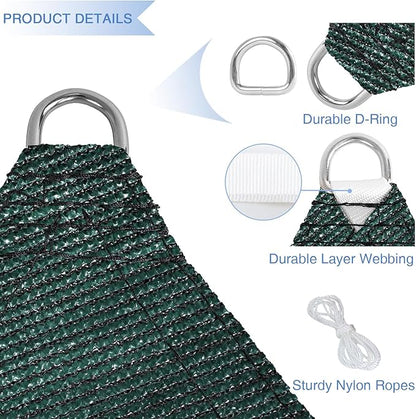 E&K Sunrise 7' x 7' x 7' Sun Shade Sail Triangle Canopy Shade Cover UV Block for Patio Backyard Garden Outdoor (Green)