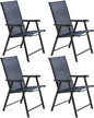 Yaheetech Outdoor Patio Chairs Set of 4, Portable Dining Chairs with Armrests for Camping, Lawn Yard Beach, Folding Outdoor Chairs 4-Pack with Metal Frame, Navy Blue