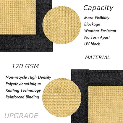 UPGRADE Privacy Fence Screen 6'x46' Sand Outdoor 90% Visibility Blockage 170 GSM Mesh Shade Cover Panels for Backyard,Balcony,Home Decoration with Zip Ties,Customized Avaliable