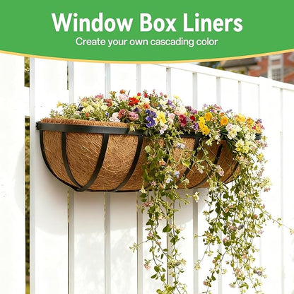 ZeeDix 36 Inch Trough Coconut Liners for Planters (4-Pack) - 100% Natural Coconut Coir Fiber Planter Liners Replacement for Window Boxes, Wall Baskets, Deck Flower Boxes, Garden Railing Fence Troughs