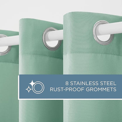 TOWN & COUNTRY BASICS Cabana Solid Heavyweight Indoor Outdoor Curtains, Light Filtering Opacity with Grommet Top, Water Repellent, 2-Pack Set, 54"x120", Seafoam