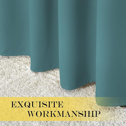 NICETOWN Window Treatment Sliding Door Curtain - Thermal Insulated Wide Width Solid Blackout Patio Glass Door Drape, Extra Wide Draperies (Sea Teal, 100 inches Wide x 84 inches Long)