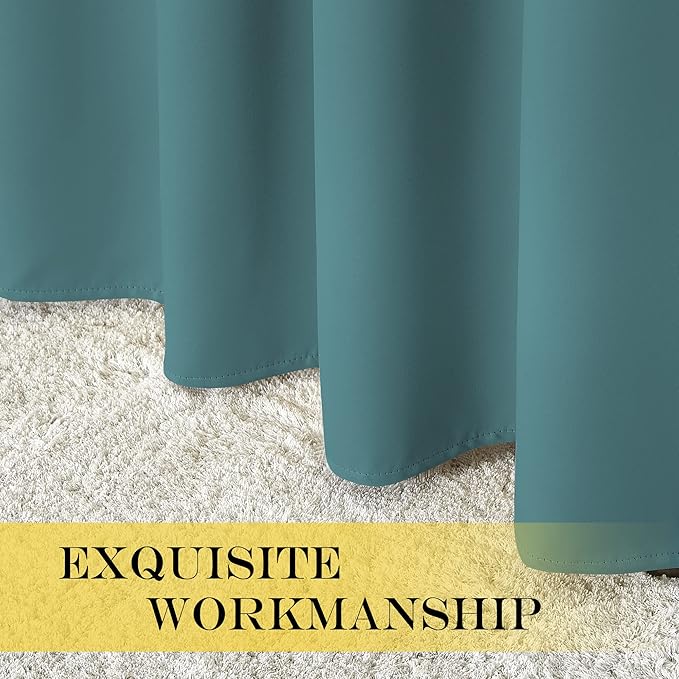 NICETOWN Room Dividers Curtains Screens Partitions, 108 inches Patio Door Curtains, Thermal Drapes Sliding Door Blinds for Hotel and Office (Sea Teal, W100 inches)