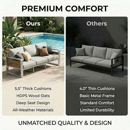 ZANDOR Aluminum Outdoor Patio Furniture - 2 Pcs Armchair, All-Weather Metal Modern Outside Furniture with Washable Thick Cushion for Garden/Backyard/Porch, Silver