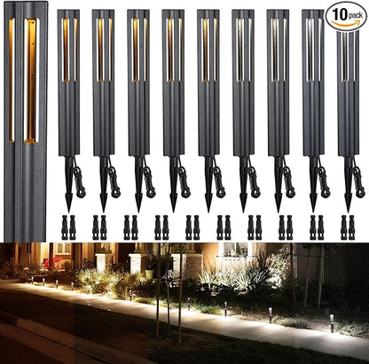 LEONLITE 5CCT 10-Pack Low Voltage Landscape Pathway Lights, Update 1800K2700K3000K4000K5000K Selectable, LED Bollard Path Light, 3W Outdoor Landscape Lighting for Driveway, Aluminum, 12-24V, ETL, IP65