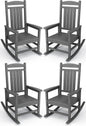 KINGYES HDPE Patio Rocking Chair Set of 4, Outdoor Rocking Chairs Porch Rocker for Adults, Grey