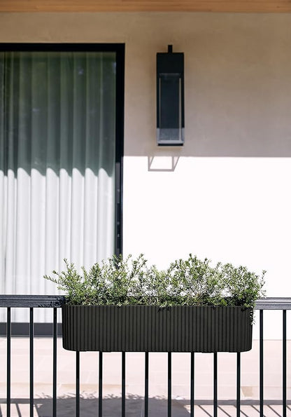 Veradek Demi Series Railing Planter - Hanging Planter Box for Windowsill/Balcony | Plastic-Stone Composite w/Railing Bracket | Modern Décor for Flowers