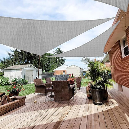 Patio Paradise 19' x 19' x 19' Sun Shade Sail Triangle Canopy Shade Cloth Fabric Sunlight Block Patio Pergola Cover HDPE Deck Awning for Outdoor Backyard Roof Shading, Gray