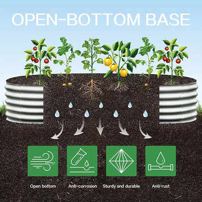 Gardmax Galvanized Raised Garden Bed, Lightweight Planter Boxes Outdoor with Easy Assembly, Large Garden Bed for Vegetables, Fruits, Flower Silver 8FT