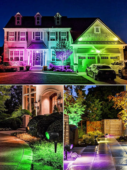 ZUCKEO All-in-One RGB Low Voltage Landscape Lighting Kit, 5W LED Color Changing Landscape Lights with Transformer and 120FT Wire, Outdoor Spotlights for Halloween Christmas Yard Garden Decor, 12Pack