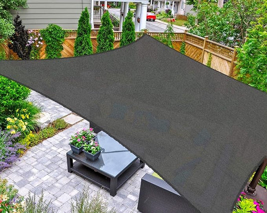 AsterOutdoor Sun Shade Sail Rectangle 10' x 10' UV Block Canopy for Patio Backyard Lawn Garden Outdoor Activities, Graphite