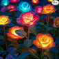 WdtPro Solar Garden Lights Outdoor, 4 Pack Solar Light Outdoor with 20 Rose Flowers, Waterproof 7 Color Changing Solar Powered Flowers Lights for Outside Patio Yard Pathway