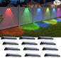 Solar Fence Lights Outdoor - Warm White & RGB 6 Color, Dusk to Dawn Solar Deck Light, Solar Lights Outdoor IP65 Waterproof, Garden Lights for Outside/Backyard/Railing/Step/Patio/Wall (12 pack)