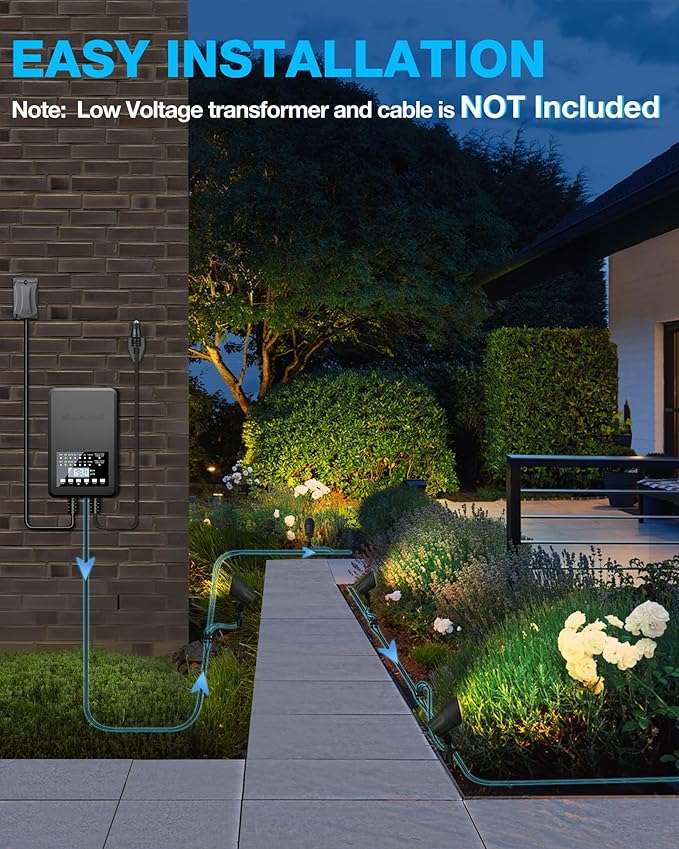 SUNVIE 6W Low Voltage Landscape Lighting LED Landscaping Lights Warm White Low Voltage Lighting Waterproof Landscape Spotlights with Connectors Spot Lights Outdoor for Tree Wall Pathway Yard, 4 Pack