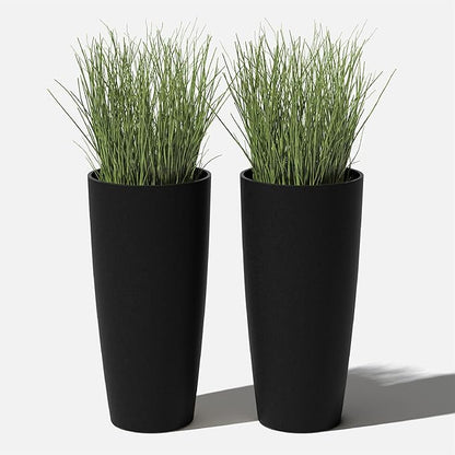 Veradek Mason Series Vega Planter - Round Tall Planter for Indoor or Outdoor Porch/Patio | Made from Plastic-Stone Composite with Drainage Holes | Modern Décor for, Flowers, Interior Plants
