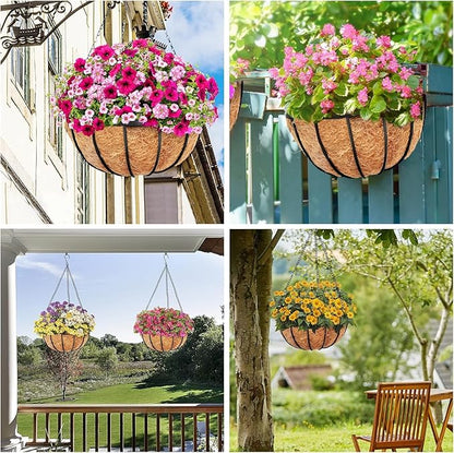 Y&M Pack of 4 12" Pre-Formed Round Coco Fiber Coco Liner Hanging Basket Liners,Coco Replacement Liner for Hanging Basket